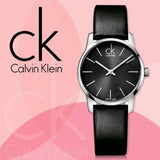 Buy Shop Calvin Klein City Black Dial Black Leather Strap Watch For Women - K2G23107 USA Online