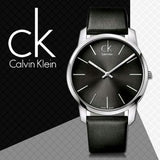 Buy Shop Calvin Klein City Black Dial Black Leather Strap Watch For Women - K2G23107 USA Online