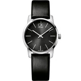Buy Shop Calvin Klein City Black Dial Black Leather Strap Watch For Women - K2G23107 USA Online