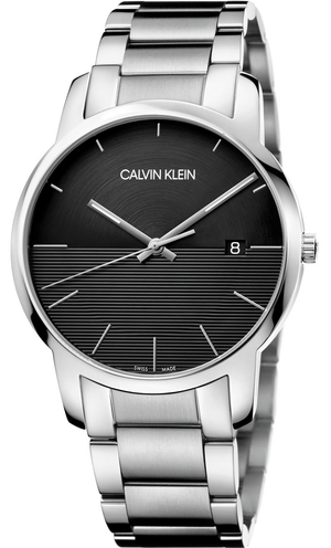 Buy Shop Calvin Klein City Black Dial Silver Steel Strap Watch for Men - K2G2G14C USA Online