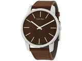 Buy Shop Calvin Klein City Brown Dial Brown Leather Strap Watch for Men - K2G211GK USA Online