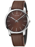 Buy Shop Calvin Klein City Brown Dial Brown Leather Strap Watch for Men - K2G211GK USA Online