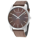 Buy Shop Calvin Klein City Brown Dial Brown Leather Strap Watch for Men - K2G211GK USA Online