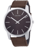 Buy Shop Calvin Klein City Brown Dial Brown Leather Strap Watch for Men - K2G211GK USA Online