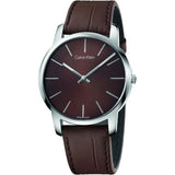 Buy Shop Calvin Klein City Brown Dial Brown Leather Strap Watch for Men - K2G211GK USA Online
