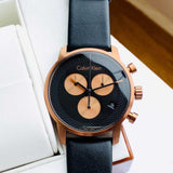 Buy Shop Calvin Klein City Chronograph Black Dial Black Leather Strap Watch for Men - K2G17TC1 USA Online