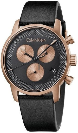 Buy Shop Calvin Klein City Chronograph Black Dial Black Leather Strap Watch for Men - K2G17TC1 USA Online