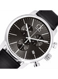 Buy Shop Calvin Klein City Chronograph Black Dial Black Leather Strap Watch for Men - K2G271C3 USA Online