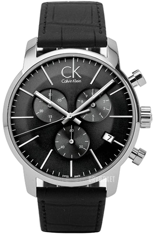 Buy Shop Calvin Klein City Chronograph Black Dial Black Leather Strap Watch for Men - K2G271C3 USA Online