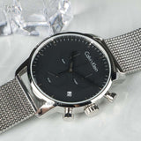 Buy Shop Calvin Klein City Chronograph Black Dial Silver Mesh Bracelet Watch for Men - K2G27121 USA Online