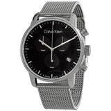 Buy Shop Calvin Klein City Chronograph Black Dial Silver Mesh Bracelet Watch for Men - K2G27121 USA Online