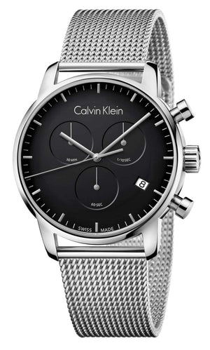 Buy Shop Calvin Klein City Chronograph Black Dial Silver Mesh Bracelet Watch for Men - K2G27121 USA Online