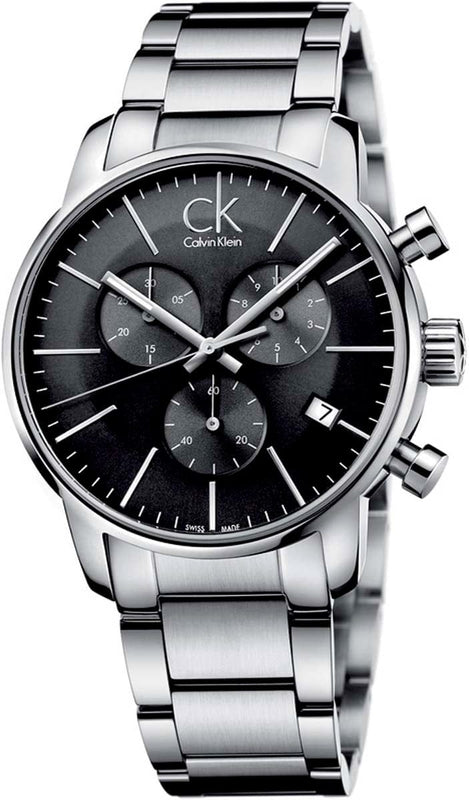 Buy Shop Calvin Klein City Chronograph Black Dial Silver Steel Strap Watch for Men - K2G27143 USA Online