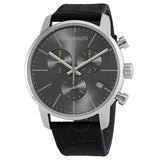 Calvin Klein City Chronograph Black Dial Black Leather Strap Watch for Men - K2G271C3