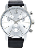 Buy Shop Calvin Klein City Chronograph Silver Dial Black Leather Strap Watch for Men - K2G271C6 USA Online