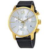 Buy Shop Calvin Klein City Chronograph Silver Dial Black Leather Strap Watch for Men - K2G275C6 USA Online
