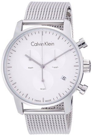 Buy Shop Calvin Klein City Chronograph White Dial Silver Mesh Bracelet Watch for Men - K2G27126 USA Online