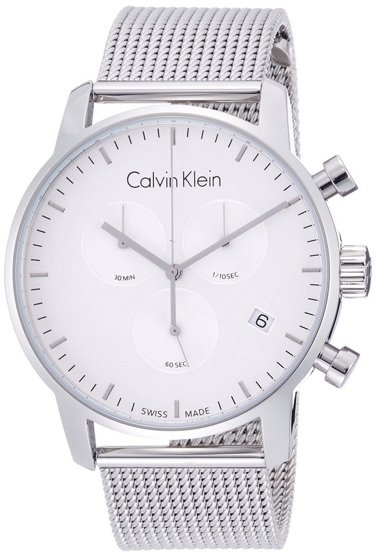 Buy Shop Calvin Klein City Chronograph White Dial Silver Mesh Bracelet Watch for Men - K2G27126 USA Online