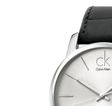 Buy Shop Calvin Klein City Date Silver Dial Black Leather Strap Watch for Men - K2G2G1C6 USA Online