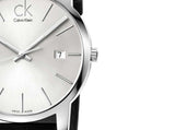 Buy Shop Calvin Klein City Date Silver Dial Black Leather Strap Watch for Men - K2G2G1C6 USA Online