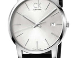 Buy Shop Calvin Klein City Date Silver Dial Black Leather Strap Watch for Men - K2G2G1C6 USA Online