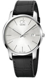 Buy Shop Calvin Klein City Date Silver Dial Black Leather Strap Watch for Men - K2G2G1C6 USA Online