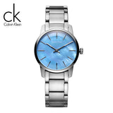 Buy Shop Calvin Klein City Mother of Pearl Blue Dial Silver Steel Strap Watch for Women - K2G2314X USA Online