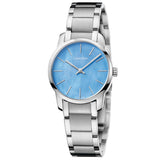 Buy Shop Calvin Klein City Mother of Pearl Blue Dial Silver Steel Strap Watch for Women - K2G2314X USA Online