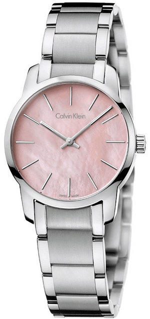 Buy Shop Calvin Klein City Pink Mother of Pearl Dial Stainless Steel Strap Watch For Women - K2G2314E USA Online