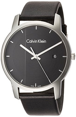 Buy Shop Calvin Klein City Quartz Black Dial Black Leather Strap Watch for Men - K2G2G1C1 USA Online