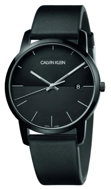 Buy Shop Calvin Klein City Quartz Black Dial Black Leather Strap Watch for Men - K2G2G4C1 USA Online