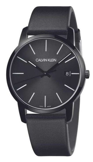 Buy Shop Calvin Klein City Quartz Black Dial Black Leather Strap Watch for Men - K2G2G4CX USA Online