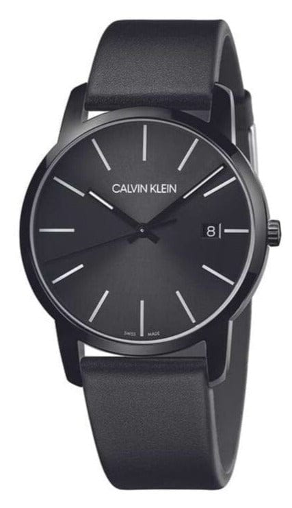 Buy Shop Calvin Klein City Quartz Black Dial Black Leather Strap Watch for Men - K2G2G4CX USA Online