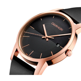 Buy Shop Calvin Klein City Quartz Black Dial Black Leather Strap Watch for Men - K2G2G6CZ USA Online