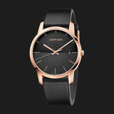 Buy Shop Calvin Klein City Quartz Black Dial Black Leather Strap Watch for Men - K2G2G6CZ USA Online