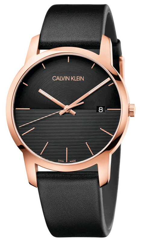 Buy Shop Calvin Klein City Quartz Black Dial Black Leather Strap Watch for Men - K2G2G6CZ USA Online
