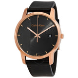 Buy Shop Calvin Klein City Quartz Grey Dial Black Leather Strap Watch for Men - K2G2G6C3 USA Online