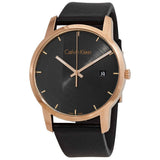 Buy Shop Calvin Klein City Quartz Grey Dial Black Leather Strap Watch for Men - K2G2G6C3 USA Online