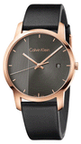 Buy Shop Calvin Klein City Quartz Grey Dial Black Leather Strap Watch for Men - K2G2G6C3 USA Online