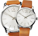 Buy Shop Calvin Klein City Quartz White Dial Light Brown Leather Strap Watch For Men - K2G21138 USA Online
