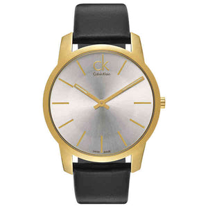 Buy Shop Calvin Klein City Silver Dial Black Leather Strap Watch for Men - K2G21520 USA Online