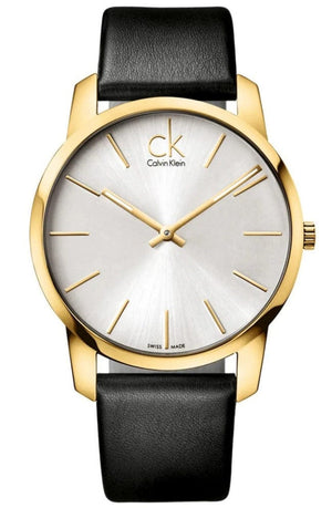 Buy Shop Calvin Klein City Silver Dial Black Leather Strap Watch for Men - K2G21520 USA Online