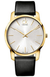 Buy Shop Calvin Klein City Silver Dial Black Leather Strap Watch for Men - K2G21520 USA Online