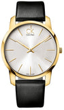 Buy Shop Calvin Klein City Silver Dial Black Leather Strap Watch For Men - K2G21520 USA Online