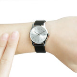 Buy Shop Calvin Klein City Silver Dial Black Leather Strap Watch For Women - K2G231C6 USA Online