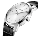 Buy Shop Calvin Klein City Silver Dial Black Leather Strap Watch For Women - K2G231C6 USA Online