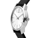 Buy Shop Calvin Klein City Silver Dial Black Leather Strap Watch For Women - K2G231C6 USA Online