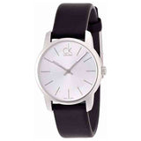 Buy Shop Calvin Klein City Silver Dial Black Leather Strap Watch For Women - K2G231C6 USA Online