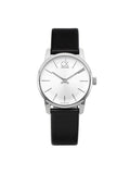 Buy Shop Calvin Klein City Silver Dial Black Leather Strap Watch For Women - K2G231C6 USA Online