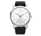Buy Shop Calvin Klein City Silver Dial Black Leather Strap Watch For Women - K2G231C6 USA Online